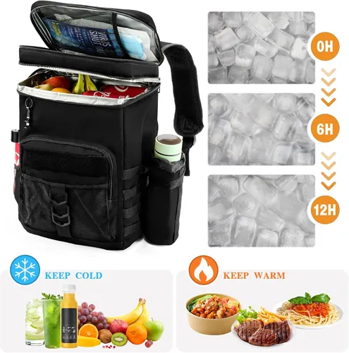 Miniatura 7 de Mochila térmica de doble sección, aislada, a prueba de fugas, para hombres y mujeres, bolsa térmica táctica de gran capacidad, bolsa de almuerzo