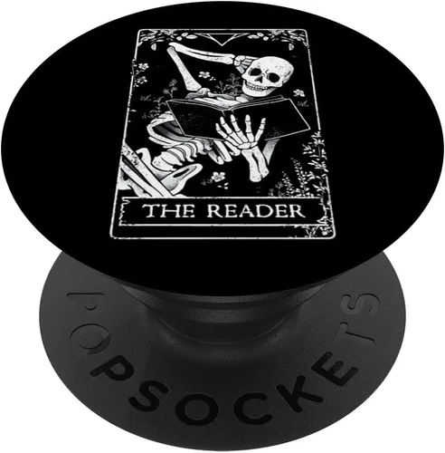 The Reader - Tarjeta de tarot floral botánico esqueleto lectura, PopSockets intercambiables PopGrip