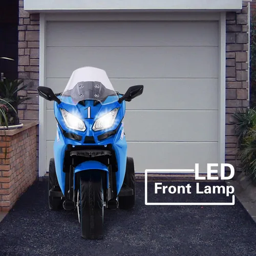 Miniatura 4 de TAMCO - Motocicleta eléctrica para niños con 3 ruedas, recargable, con ruedas ligeras (azul)