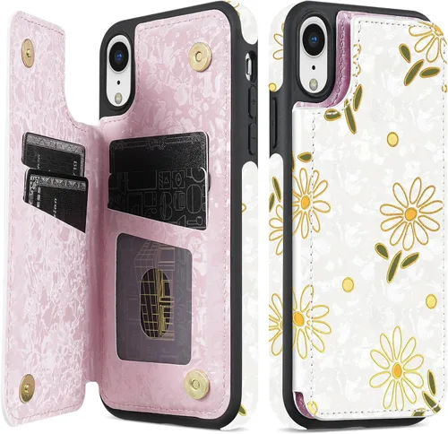 Miniatura 42 de NNH Funda tipo cartera compatible con iPhone Xs Max con bloqueo RFID, ranuras para tarjetas, folio de piel sintética, función atril, doble cierre