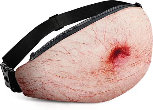 Farhers Day Gifts,Funny Gifts Stocking Stuffers for Men-Dad Belly Fanny Pack, Christmas Gag Gifts White Elephant Gift Exchange, Fake Belly 3D Waist