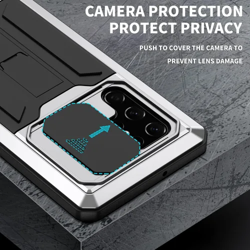 Miniatura 2 de MIYI - Funda protectora rígida para Samsung Galaxy S22 Ultra 5G, aluminio para exteriores, de metal Gorilla Glass a prueba de golpes, militar
