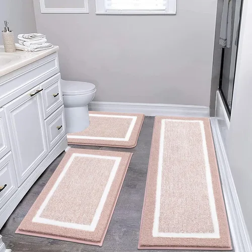 Miniatura 57 de Pauwer Juego de baño, alfombras de baño antideslizantes, alfombras de ducha absorbentes para suelo de baño, bañera y ducha, color azul aguamarina