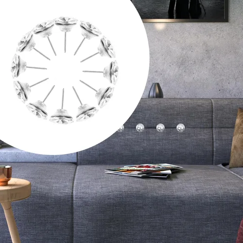 Miniatura 3 de Amosfun Tapicería con botones para tacos, cabecero de muebles de diamante, forma de diamante, 0.984 in, cristal duradero, clavos para cabecero