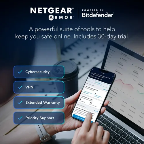 Miniatura 3 de NETGEAR Router WiFi 6 de 4 flujos (R6700AX): características de seguridad, velocidad inalámbrica AX1800 (hasta 1.8 Gbps), cubre hasta 1500 pies