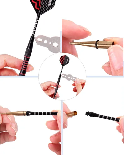 Miniatura 7 de Turnart Dardos de punta de plástico - Juego de dardos profesionales de punta suave para tablero electrónico de 9 piezas, 18 gramos con 50 puntas