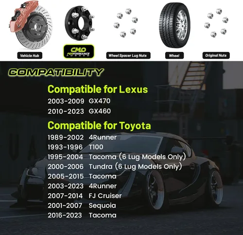 Miniatura 6 de Customadeonly 4 piezas 30mm (1.18") Espaciadores de rueda centrados de 6x139.7 forjados – Compatible con Tacoma 1995–2023, Tundra 2000–2006, 4Runner