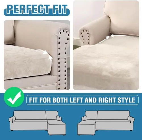 Miniatura 6 de H.VERSAILTEX Funda de cojín elástica de terciopelo para sofá, funda de cojín de felpa para cojines de silla, protector de muebles, cojín de asiento