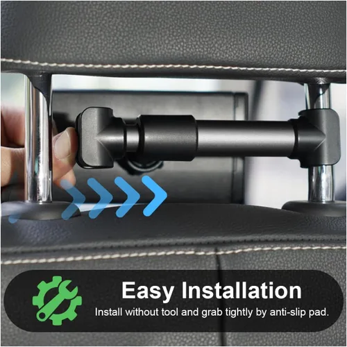 Miniatura 4 de Soporte para reposacabezas de coche, soporte ajustable giratorio 360 para tabletas de 5.3"-10.2", soporte universal para coche en el asiento trasero