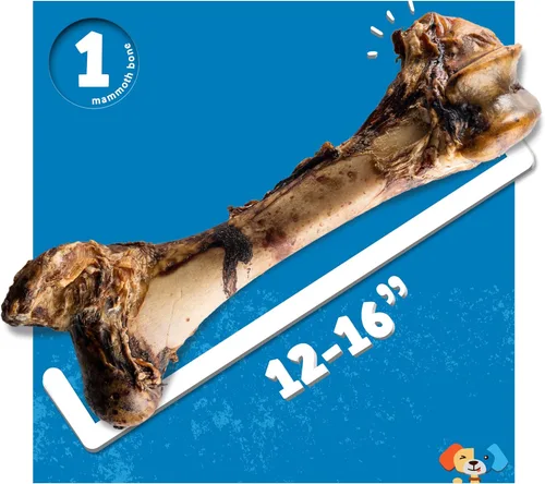 Miniatura 5 de Jack&Pup Mammoth - Huesos grandes para perros grandes, huesos de carne de fémur de 15 pulgadas para masticadores agresivos, hueso de perro gigante