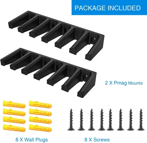 Miniatura 7 de Soporte de pared PMAG estándar de ABS sólido 6X, soporte de mag, estante de almacenamiento de revistas caseras Negro