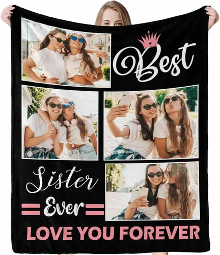 Miniatura 14 de Regalos para hermanas de hermana manta con collage de fotos, mantas de fotos personalizadas para hermanas, mejores amigas, mujeres, manta de amistad