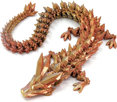 Miniatura 16 de Dragón de cristal articulado mediano de 12 pulgadas, figura de dragón de plástico impresa en 3D multicolor, colores nacarados del arco iris