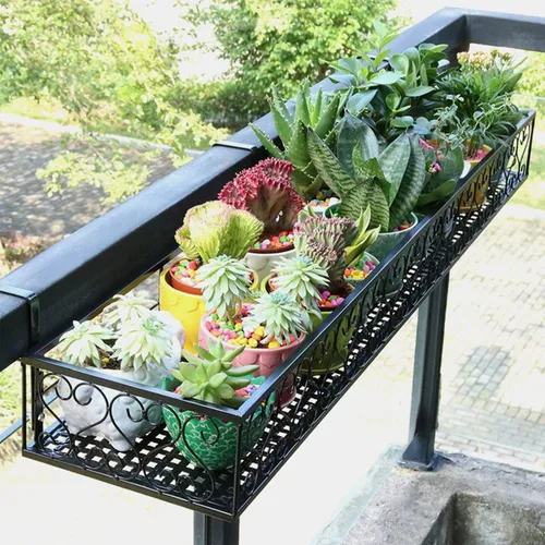 Miniatura 2 de Saim Estante grande para colgar plantas, macetas de metal con ganchos, cubo de flores para balcón, jardín, ventana, porche, patio