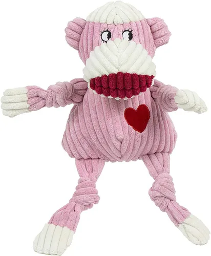 Juguete de perro de peluche HuggleHounds Knottie - Juguete de animal de peluche para perros, juguetes chirriantes para cachorros, para perros Mono