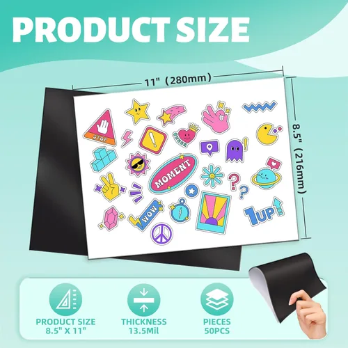 Miniatura 2 de 50 hojas en masa de papel magnético mate imprimible para impresora de inyección de tinta, haz fotos para refrigerador, 13.5 mil, 8.5 x 11 pulgadas