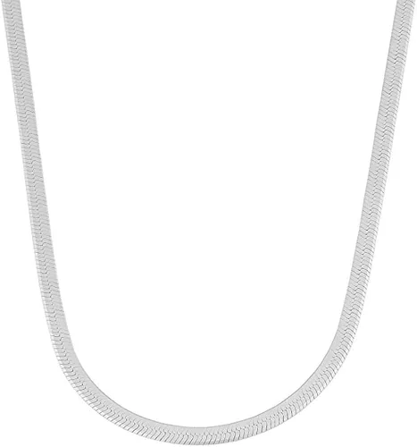Savlano Collar de cadena mágica de serpiente plana de plata de ley 925 de 0138in para mujeres y hombres con caja de regalo hecho en Italia Metal no