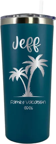 Miniatura 8 de Vaso de vacaciones personalizado de 20 onzas, vaso con tapa y pajilla, vasos de vacaciones familiares, vaso de vacaciones en la playa, regalo