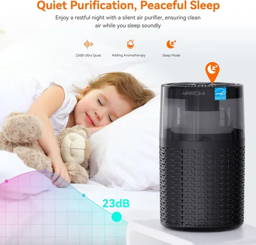 Miniatura 8 de AIRROMI Purificador de aire para mascotas para el hogar y el dormitorio, filtro de carbón activado HEPA, elimina la caspa y el olor de las mascotas