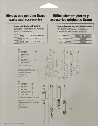 Miniatura 2 de Kit de reparación de bomba Graco 241623