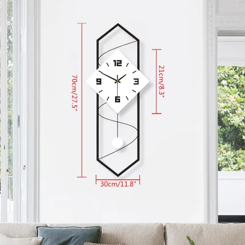 Miniatura 8 de YIYIBYUS Reloj de pared para sala de estar, decoración moderna, péndulo, reloj silencioso de metal, enorme reloj digital para decoración del hogar