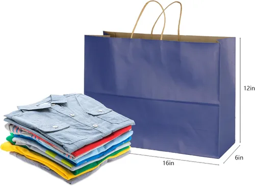 Miniatura 4 de BLEWINDZ 70 bolsas de papel grandes con asas, 16 x 6 x 12 pulgadas, bolsas de compras de papel multicolor para pequeñas empresas, bolsa de regalo 10