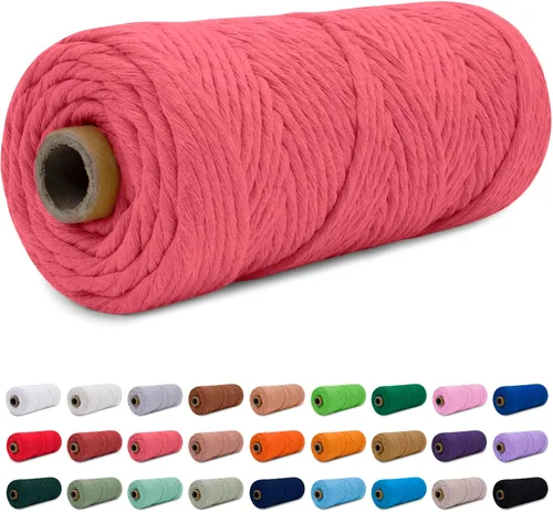 Miniatura 28 de CAMAL Cordón de macramé de 0.157 in x 109 yardas (328.1 ft), cuerda de algodón de color para tejer, manualidades, colgar en la pared, proyectos