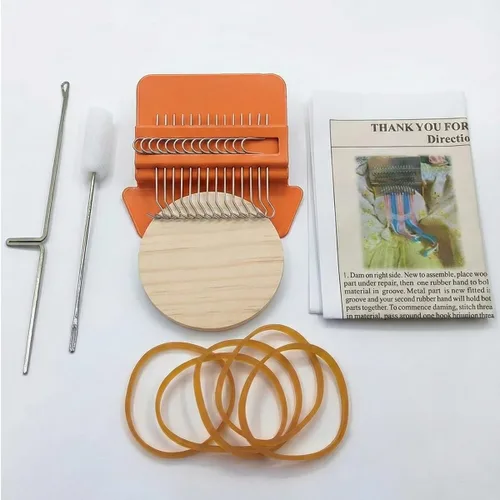 Miniatura 7 de Rumexeng Telar de tejido pequeño, telar estilo Speedweve, mini herramienta de tejido de madera para reparación visible, jeans, calcetines, ropa