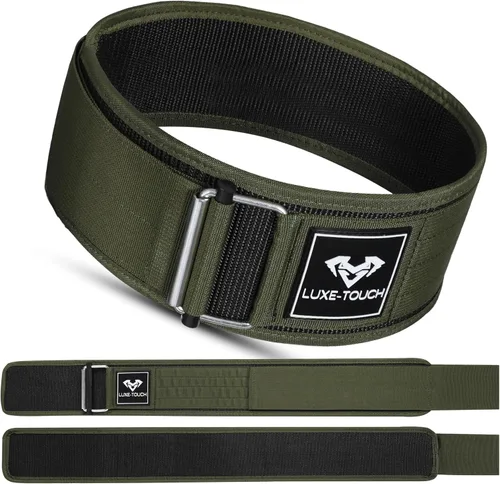 Miniatura 3 de Cinturón de levantamiento de pesas de nailon de 4 pulgadas con hebilla de liberación rápida, cinturón para entrenamiento cruzado, culturismo, Verde