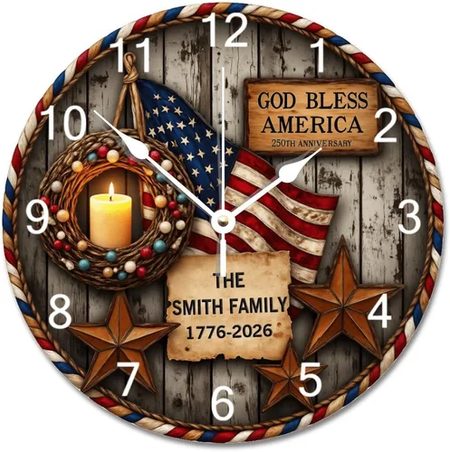 Miniatura 20 de ArogGeld Reloj de pared de 5 O'Clock Somewhere - Reloj redondo de madera para casa de playa, 10, silencioso, sin tictac, batería de cuarzo, granja