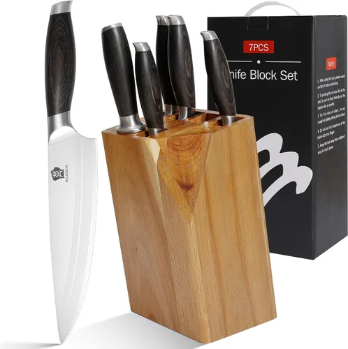 Miniatura 12 de WILDMOK Juego de bloque de cuchillos de cocina, juego de 17 piezas con bloque de madera, juegos de cuchillos de cocina de acero alemán con picador