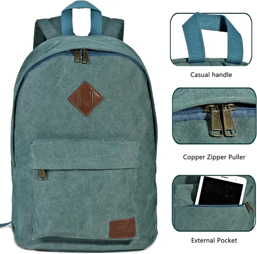 Miniatura 4 de Mochila de lona para laptop, mochila duradera, bolsa de viaje para hombre y mujer, Turquesa, Joven