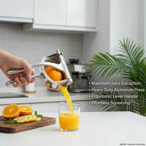 Miniatura 8 de Exprimidor manual - Exprimidor manual de frutas para naranja, limón, lima y cítricos - Exprimidor de jugo de metal resistente con base antideslizante