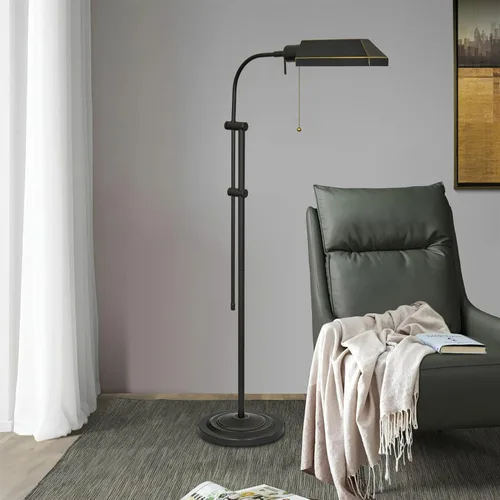Miniatura 5 de Kira Home Prescott - Lámpara de pie industrial ajustable de 58 pulgadas, acabado de bronce oscuro, incluye bombilla LED de 6 W (60 W equivalente)