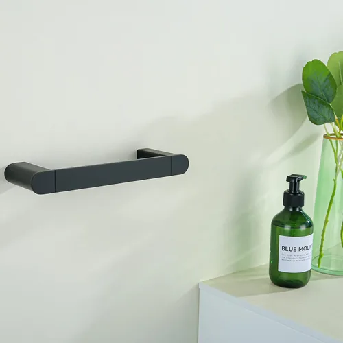 Miniatura 7 de RANDOM Toallero negro mate para baño y cocina de 9 pulgadas, soporte de toalla de mano SUS304, toallero de acero inoxidable, barra de toalla