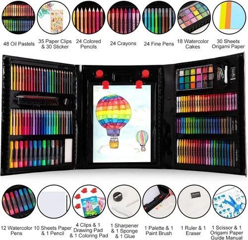 Miniatura 2 de Suministros de arte, paquete de 272 juegos de arte para niñas, niños, adolescentes, artistas, caja de arte de regalo de lujo con caballete triple