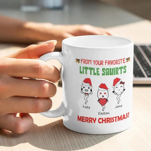 Miniatura 2 de InterestPrint Taza de café personalizada para papá con nombres de los niños, taza de Feliz Navidad de tus hijos pequeños favoritos, regalo