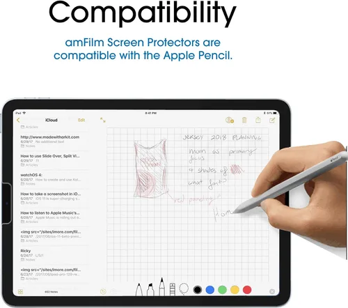 Miniatura 3 de TechMatte Protector de pantalla compatible con iPad Air 5/Air 4/iPad Pro 11, ultra sensible, compatible con Face ID y Apple Pencil, vidrio templado