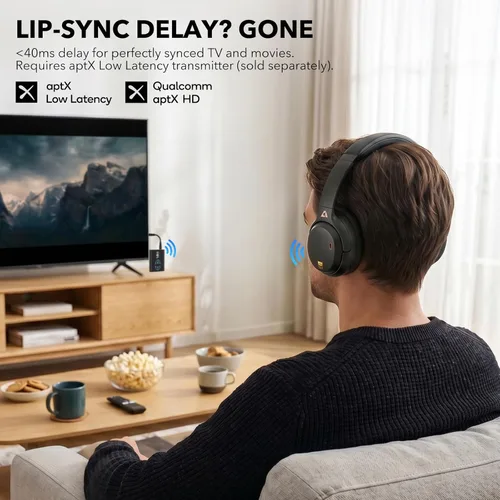 Miniatura 6 de 1Mii E700 Auriculares con cancelación de ruido Bluetooth inalámbrico de alta resolución LDAC, negro Hybrid ANC, 75H Battery, Deep Bass