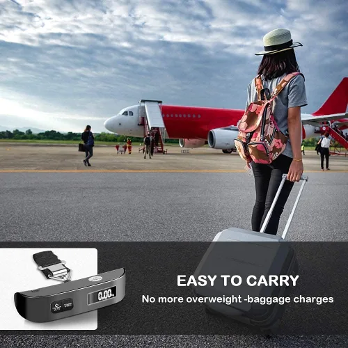 Miniatura 5 de Travel Inspira Báscula digital de equipaje con pantalla LCD de alerta de sobrepeso, 110 libras 110.2lbs de acero inoxidable