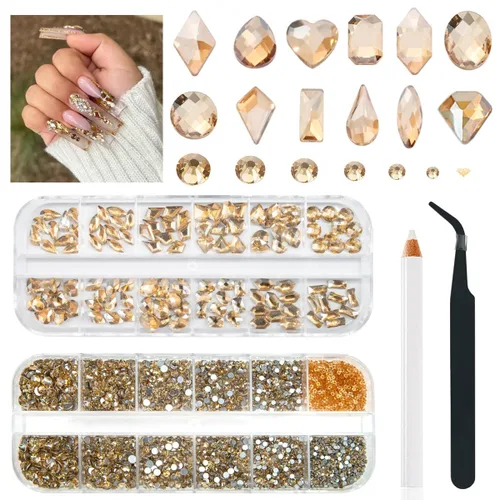 Miniatura 19 de qiipii Diamantes de imitación para uñas de amatista púrpura de múltiples formas de cristal con base plana K9, piedras de vidrio púrpura claro, gemas