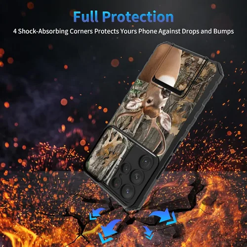 Miniatura 374 de Funda para Samsung Galaxy S22 Ultra 5G, Galaxy S22 Ultra con cubierta de cámara deslizante, funda resistente de doble capa con función atril Black