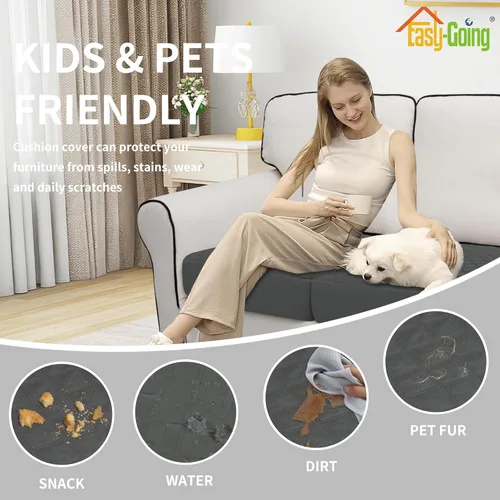 Miniatura 5 de Easy-Going Fundas de Cojines de Sofá Impermeables, Fundas Antideslizantes a Prueba de Fugas para Asientos de Sofá, Protector de Muebles Acolchado