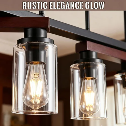 Miniatura 4 de 4 lámparas de isla de cocina y accesorios de iluminación de comedor de granja sobre mesa, colgante rústico ajustable para techo - Diseño giratorio