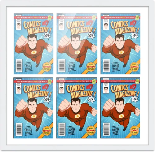 Miniatura 90 de Poster Palooza Marco de cómic con paspartú para 4 cómics de la era actual publicado después de 1985 – Marco de cómic de bronce dorado para cómics