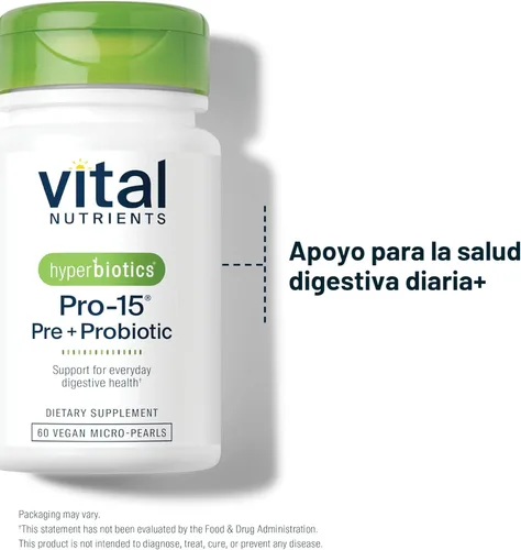 Miniatura 4 de Hiperbióticos PRO-15 Probiotics, 60 perlas de liberación diaria, 15 veces más eficaz que las cápsulas probióticas con tecnología patentada