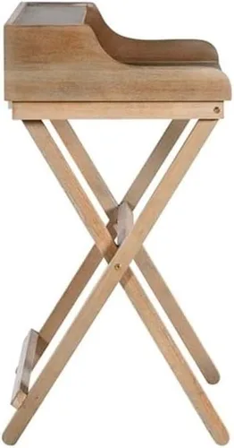 Miniatura 5 de Escritorio plegable, 30 pulgadas de ancho x 18 pulgadas de profundidad x 34.25 pulgadas de alto, madera de caucho y MDF, acabado marrón rústico