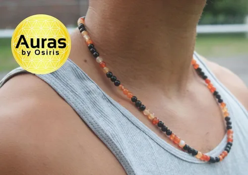 Miniatura 31 de Collar de cristal de obsidiana negra hecho a mano, collar de cuentas de piedras preciosas naturales auténticas, curación, protección, talismán mala