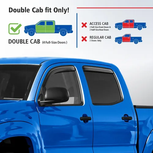 Miniatura 3 de Goodyear Deflectores de ventana inastillables en el canal para camiones, Toyota Tacoma 2005-2015, doble cabina, protectores de lluvia, viseras