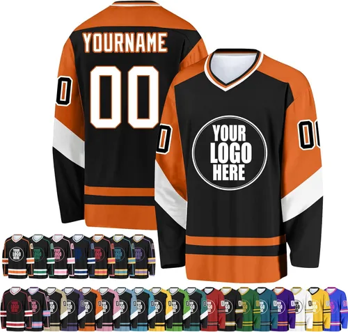 Miniatura 17 de Camiseta de hockey personalizada para hombres/mujeres/jóvenes/niños, nombre personalizado/número/logotipo de gran tamaño camiseta de entrenamiento